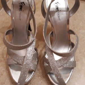 Glittery strapped silver high heels